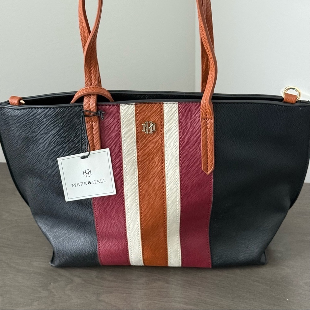 Mark & Hall Black and Red Striped Women's Bag
